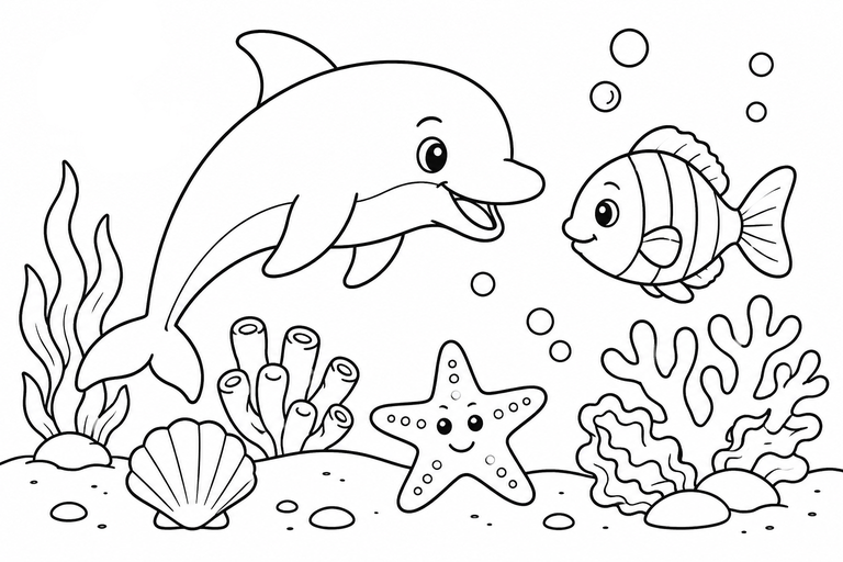海の生き物２の無料塗り絵