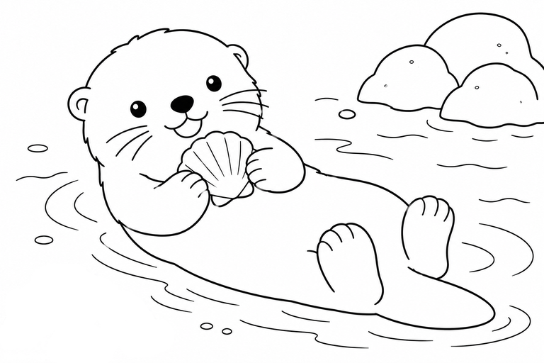 ラッコの無料塗り絵