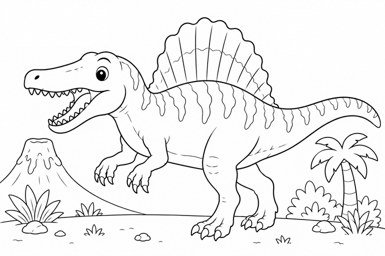 スピノサウルスの無料塗り絵