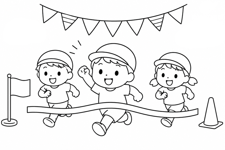 運動会の無料塗り絵