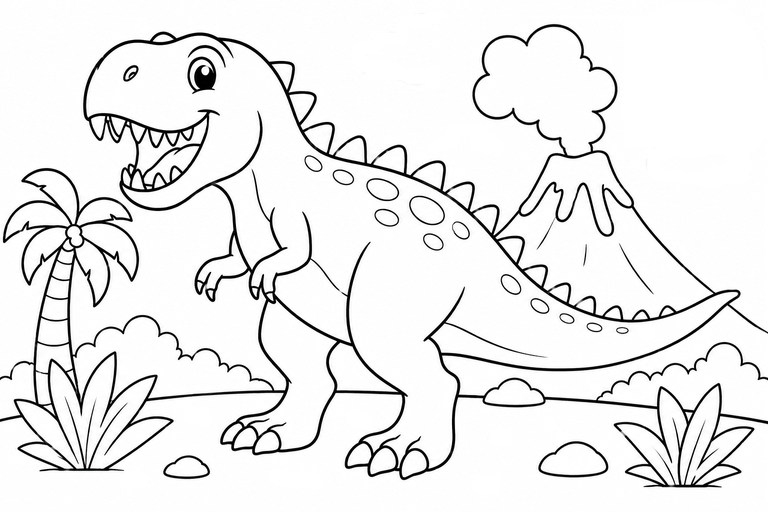 ティラノサウルスの無料塗り絵