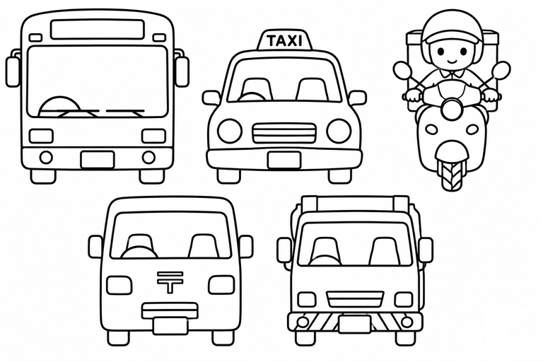 働く車３の無料塗り絵