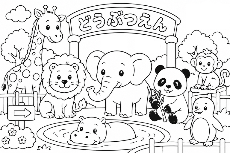 動物園の無料塗り絵